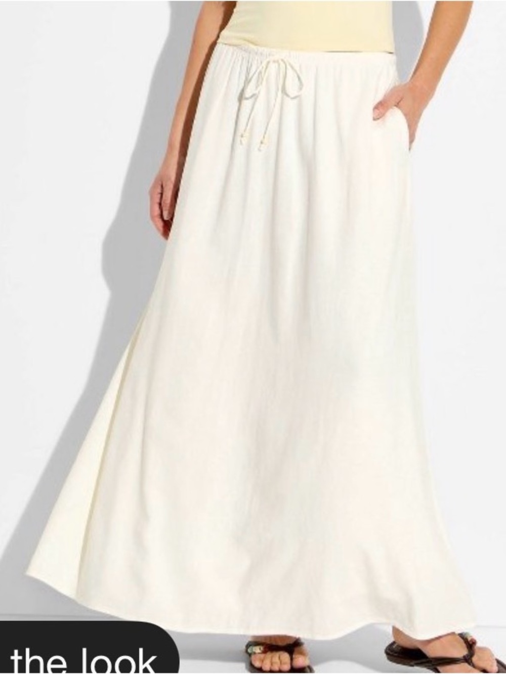 Wild Fable NWT M Linen Cream Drawstring Maxi Skirt